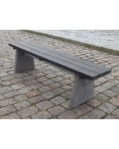 Puistopenkki betonista ja kierrätysmuovista musta